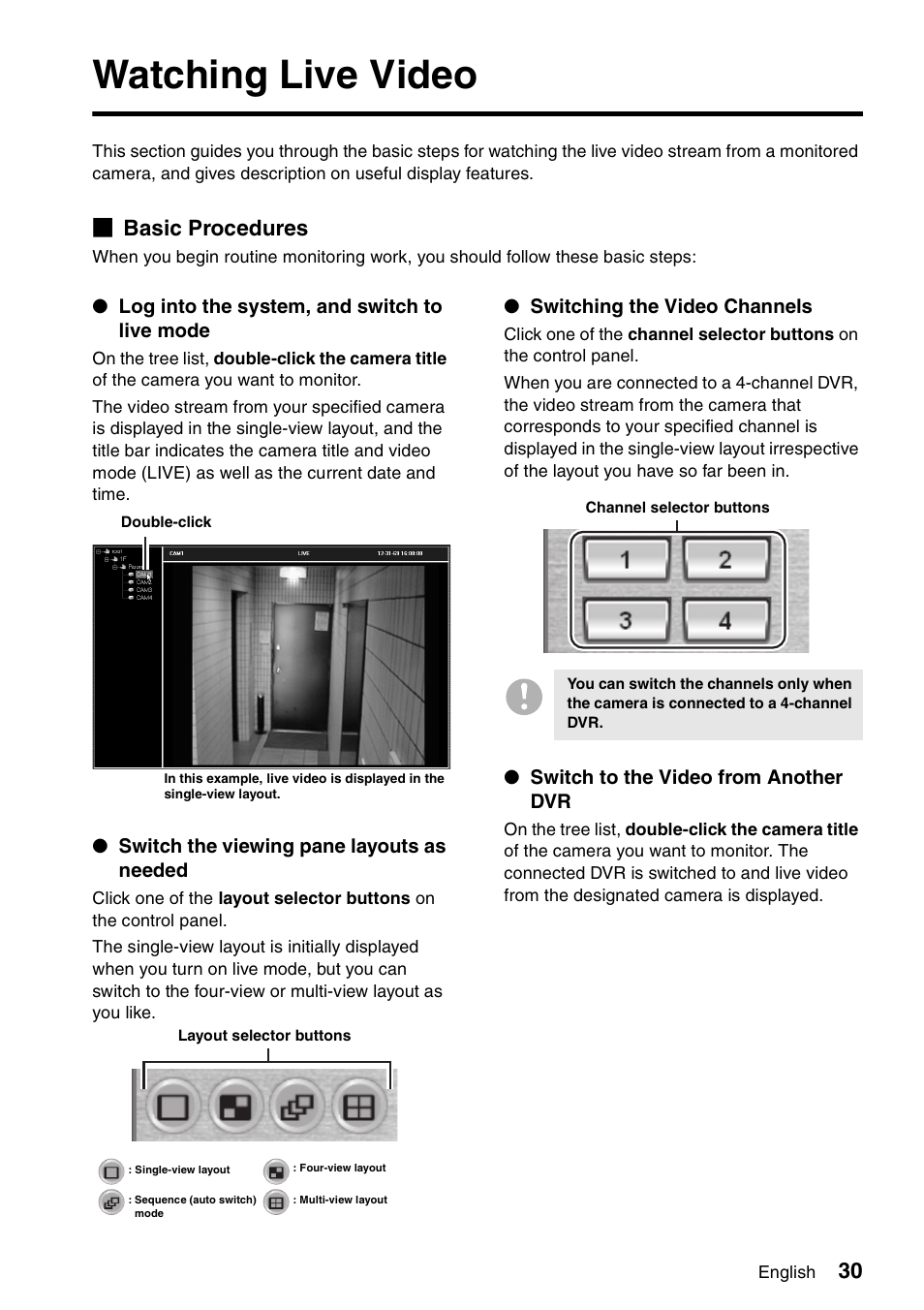 Watching live video, B basic procedures | Sanyo VA-SW8000 User Manual | Page 31 / 132