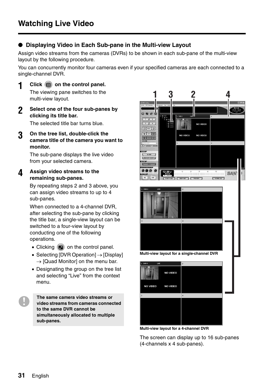Watching live video | Sanyo VA-SW8000 User Manual | Page 32 / 132