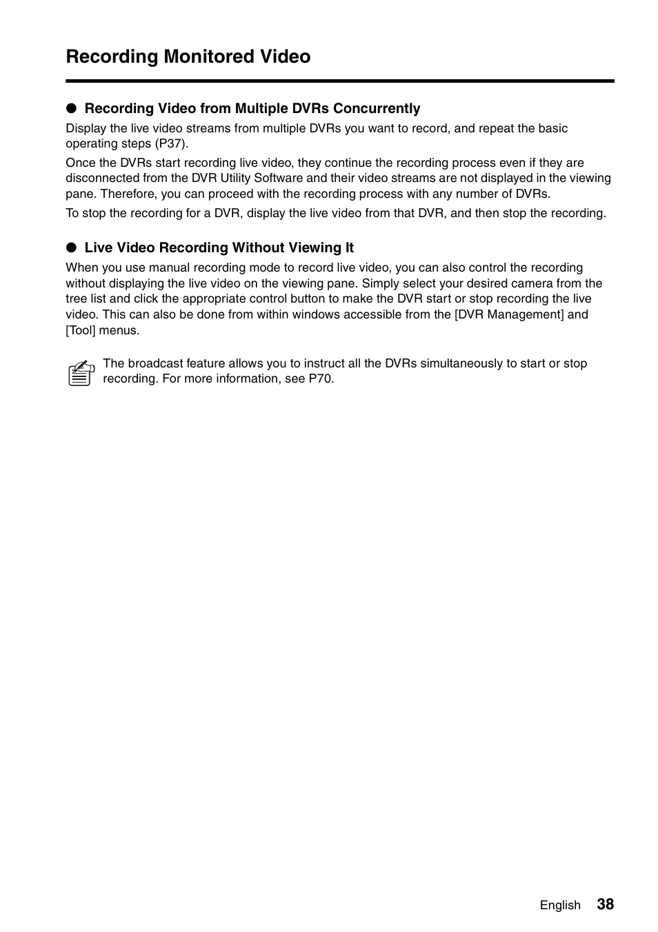 Recording monitored video | Sanyo VA-SW8000 User Manual | Page 39 / 132