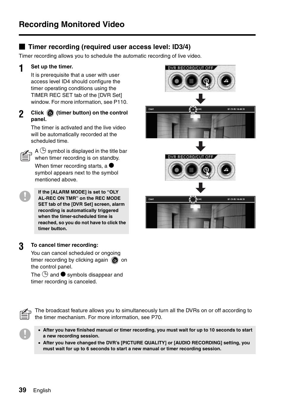 Recording monitored video | Sanyo VA-SW8000 User Manual | Page 40 / 132