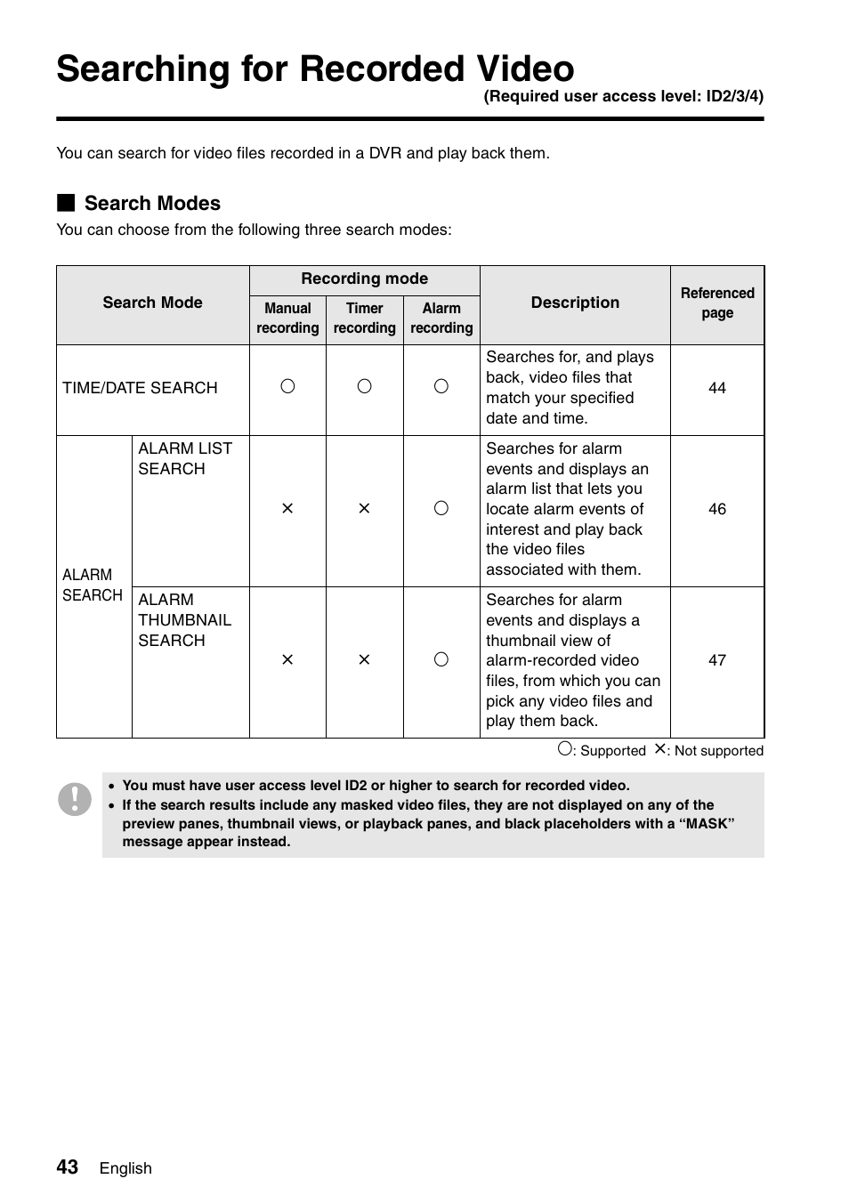 Searching for recorded video | Sanyo VA-SW8000 User Manual | Page 44 / 132
