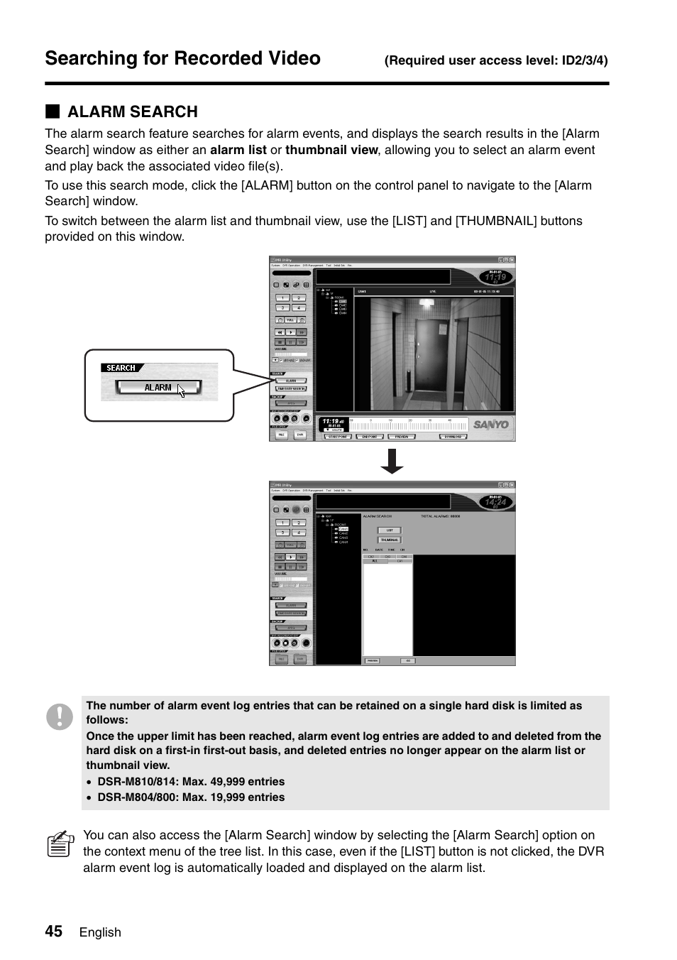 Searching for recorded video | Sanyo VA-SW8000 User Manual | Page 46 / 132