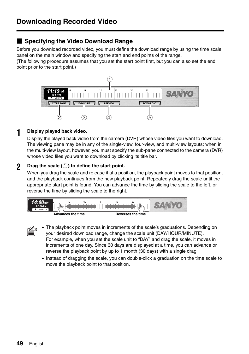 Downloading recorded video | Sanyo VA-SW8000 User Manual | Page 50 / 132