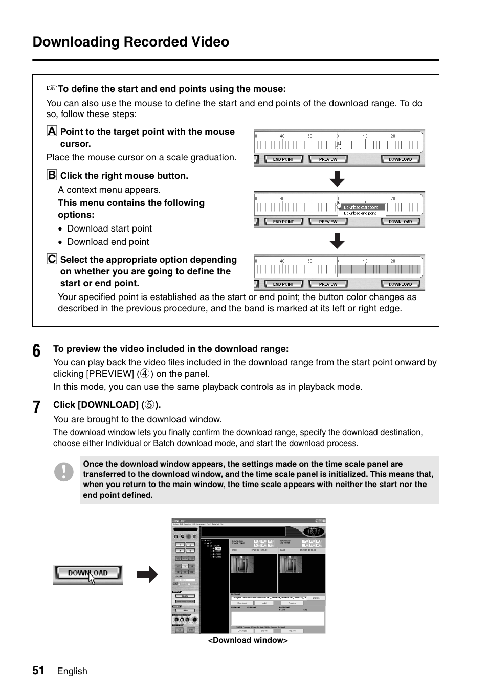 Downloading recorded video | Sanyo VA-SW8000 User Manual | Page 52 / 132