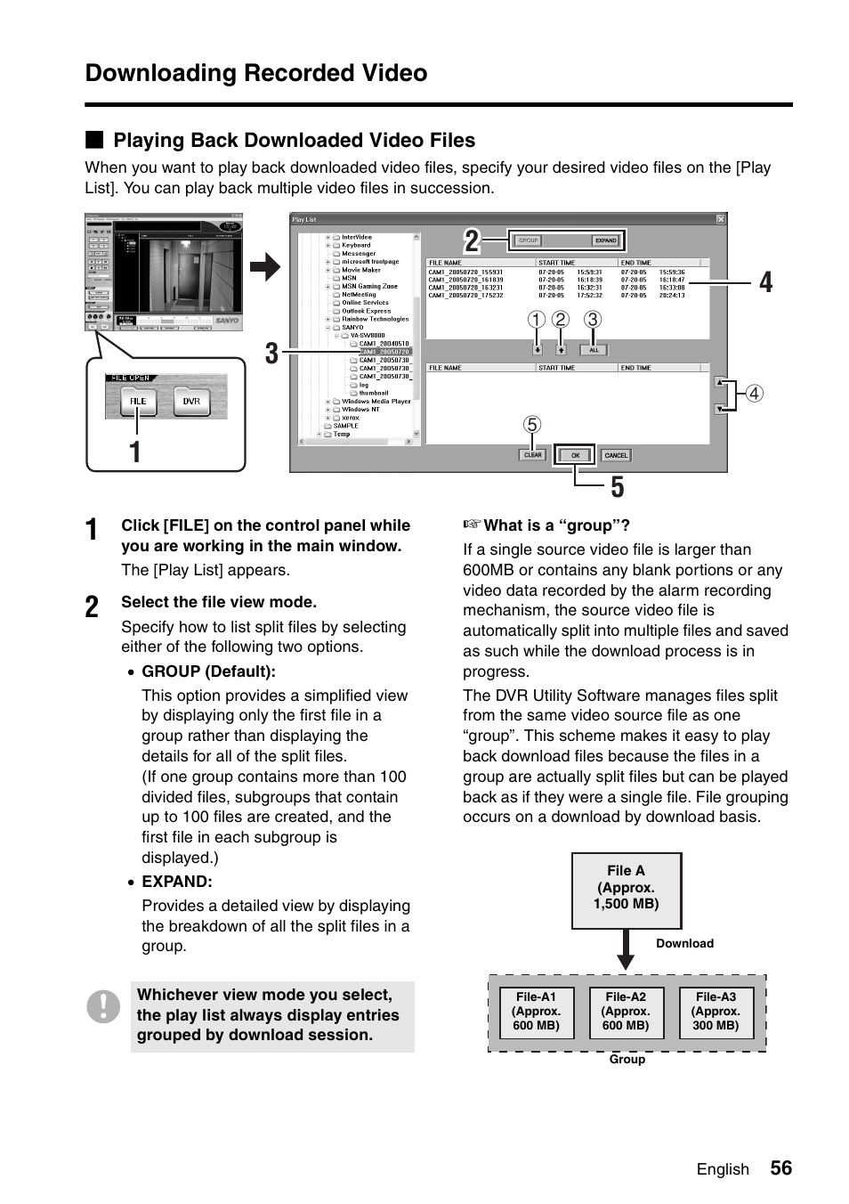 Downloading recorded video | Sanyo VA-SW8000 User Manual | Page 57 / 132