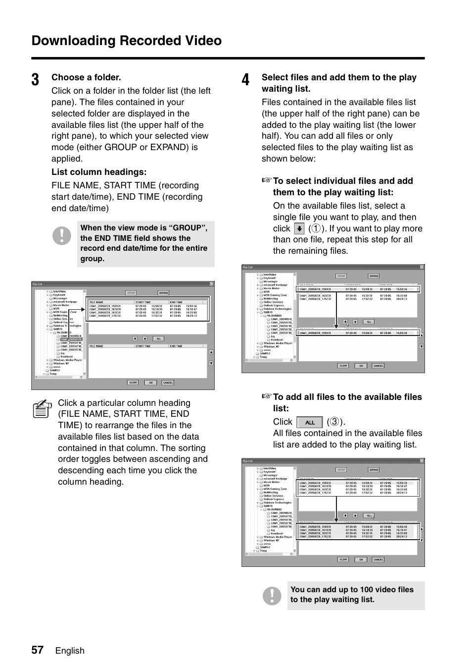 Downloading recorded video | Sanyo VA-SW8000 User Manual | Page 58 / 132