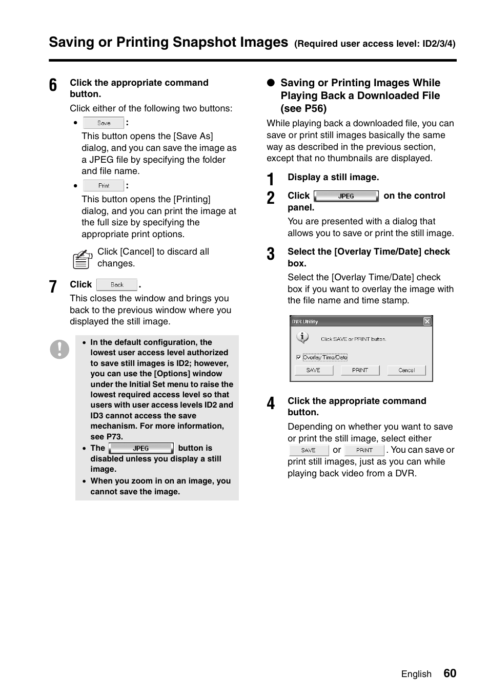 Saving or printing snapshot images | Sanyo VA-SW8000 User Manual | Page 61 / 132