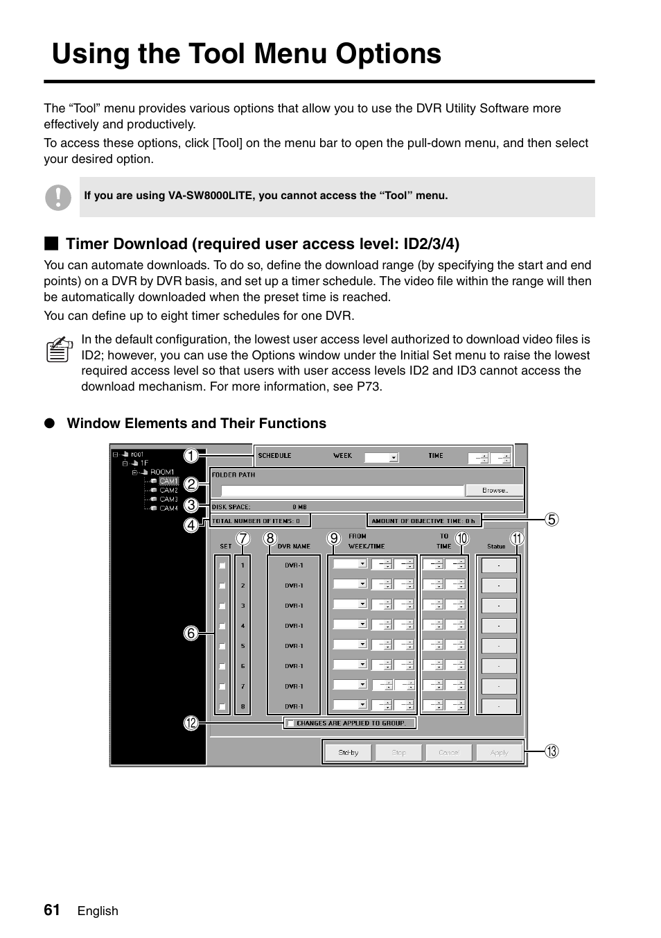 Using the tool menu options | Sanyo VA-SW8000 User Manual | Page 62 / 132
