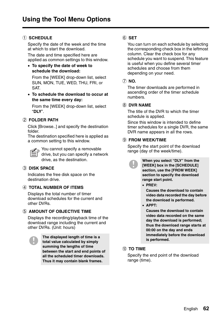 Using the tool menu options | Sanyo VA-SW8000 User Manual | Page 63 / 132