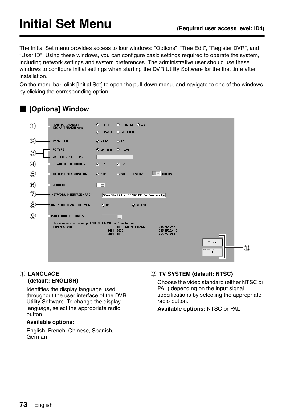 Initial set menu | Sanyo VA-SW8000 User Manual | Page 74 / 132