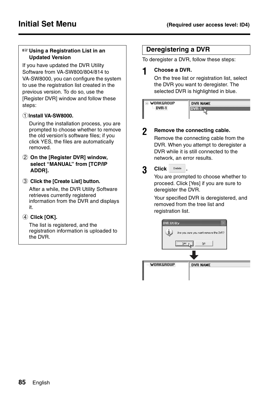 Initial set menu | Sanyo VA-SW8000 User Manual | Page 86 / 132