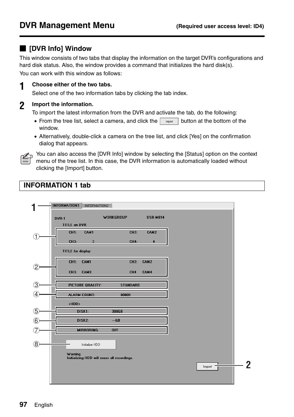 Dvr management menu | Sanyo VA-SW8000 User Manual | Page 98 / 132