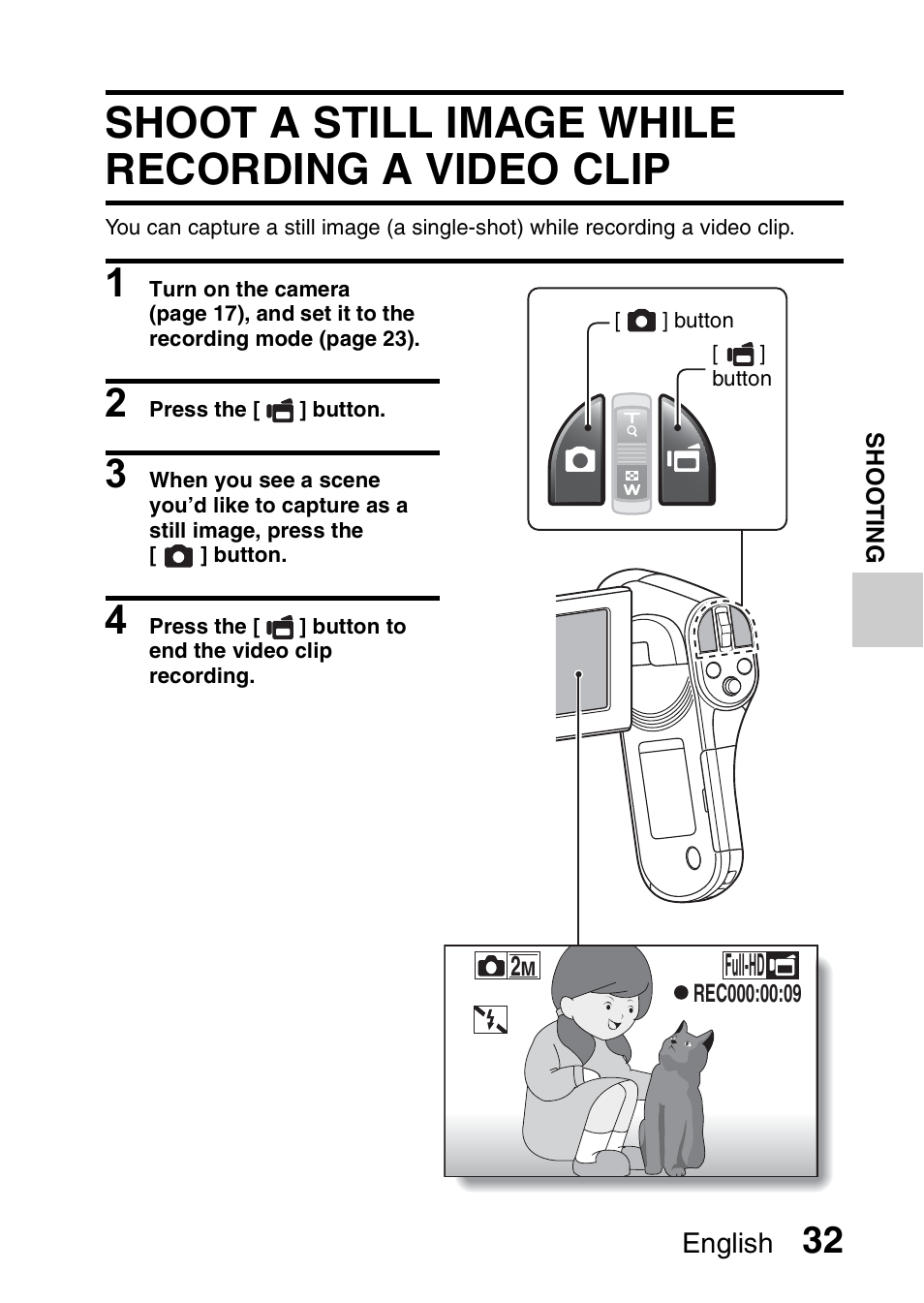 Shoot a still image while recording a video clip, Full-hd | Sanyo VPC-CG100EX User Manual | Page 41 / 76