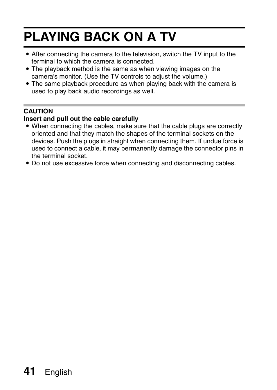Playing back on a tv, English | Sanyo VPC-CG100EX User Manual | Page 50 / 76