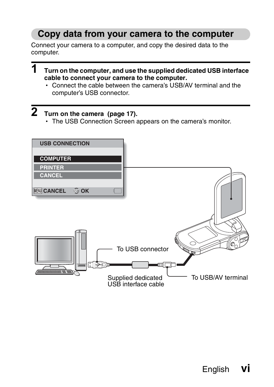 Copy data from your camera to the computer, English | Sanyo VPC-CG100EX User Manual | Page 7 / 76