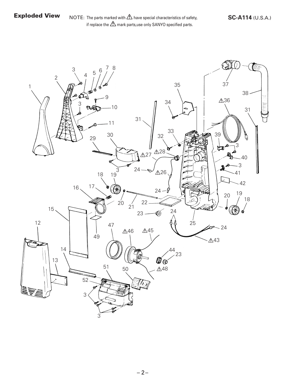 Exploded view | Sanyo SC-A114 User Manual | Page 2 / 4