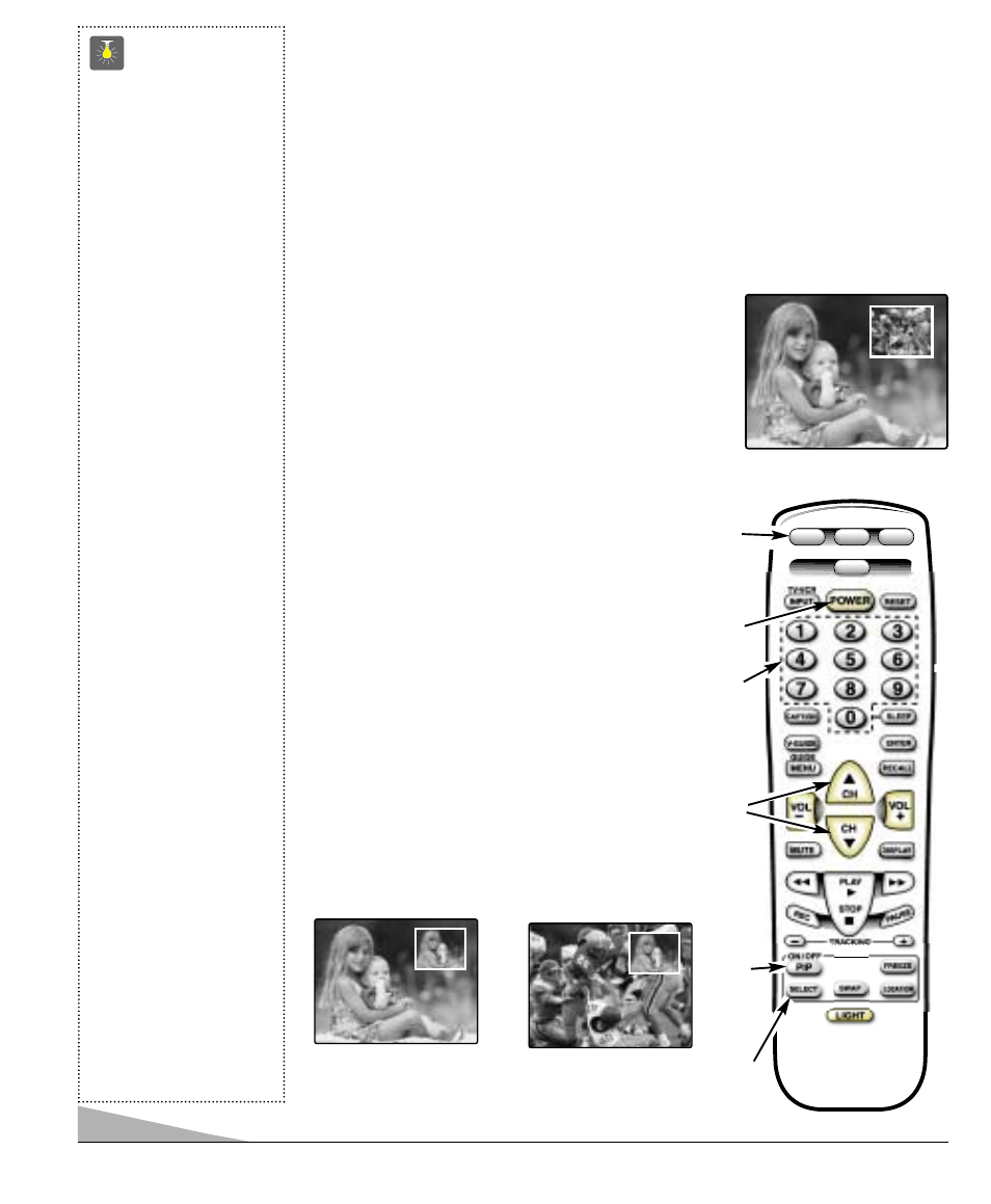 Operación de la función (imagen sobre imagen) pip | Sanyo DS31810 User Manual | Page 62 / 72