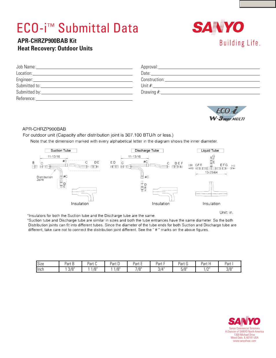 Sanyo ECO-i APR-CHRZP900BAB Kit User Manual | 1 page