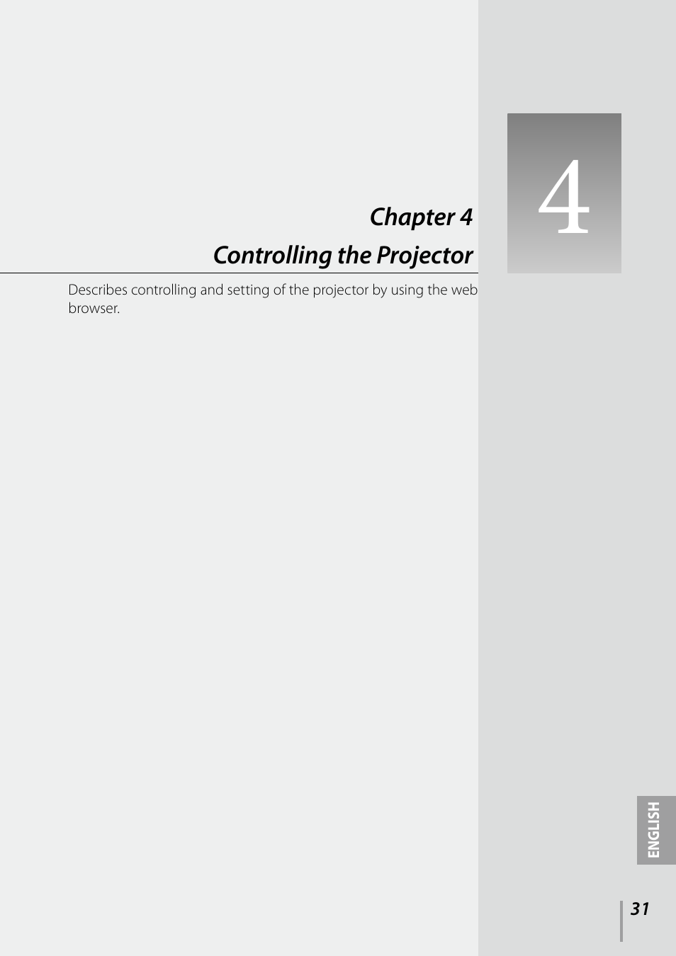 Chapter 4 controlling the projector | Sanyo PDG-DXL2000 User Manual | Page 31 / 60