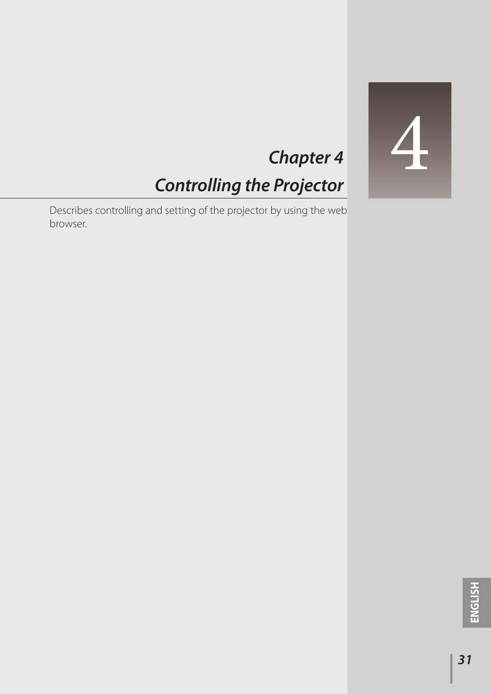 Chapter 4 controlling the projector | Sanyo PLC-XC56 User Manual | Page 31 / 60