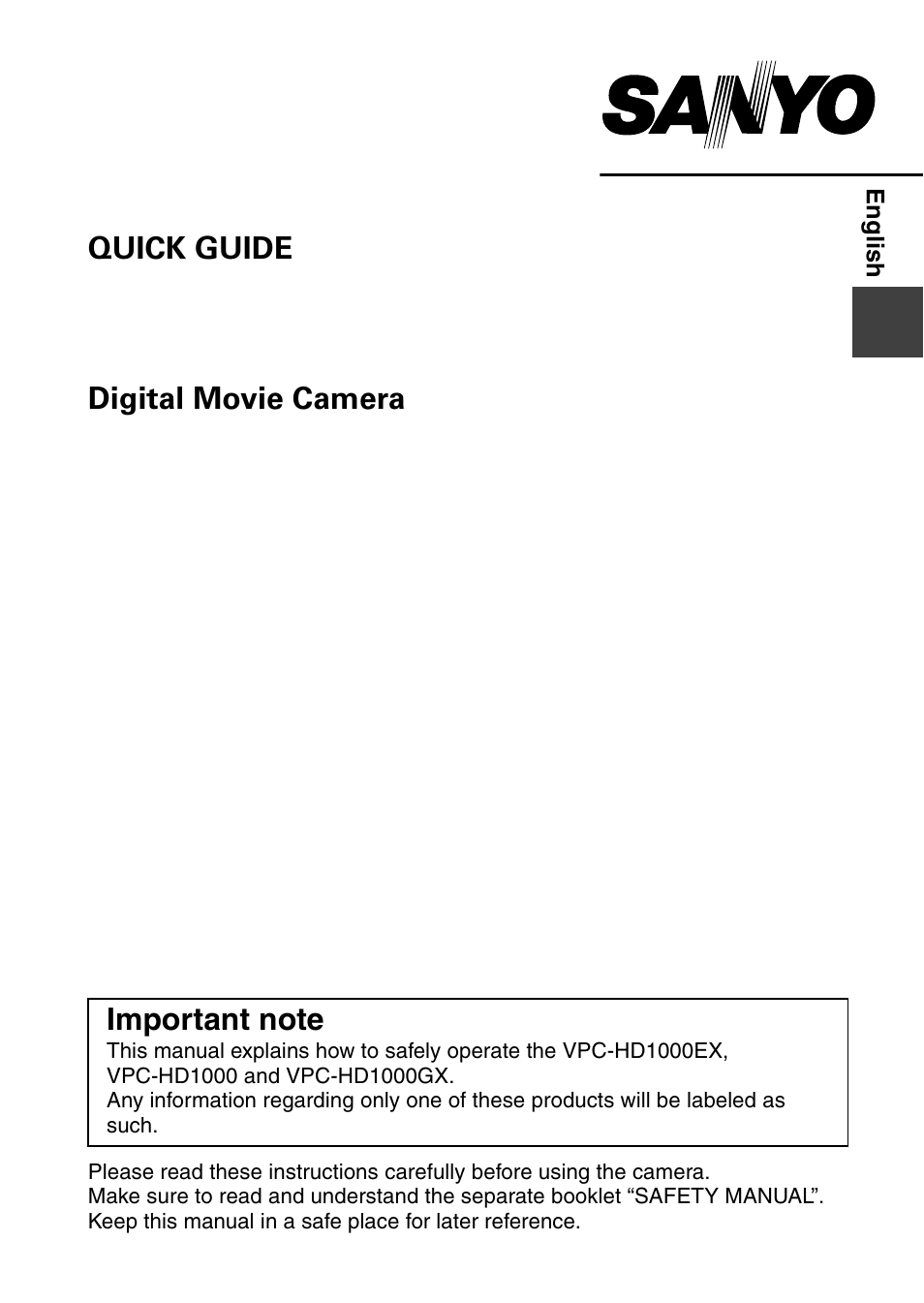 Sanyo VPC-HD1000 User Manual | 26 pages
