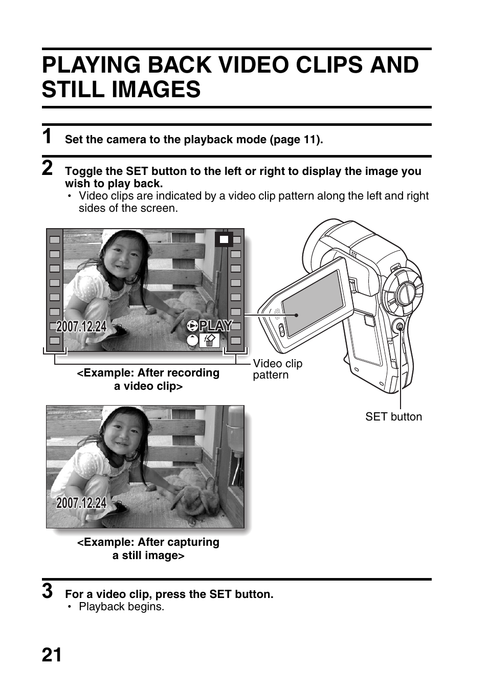 Playing back video clips and still images | Sanyo VPC-HD1000 User Manual | Page 22 / 26