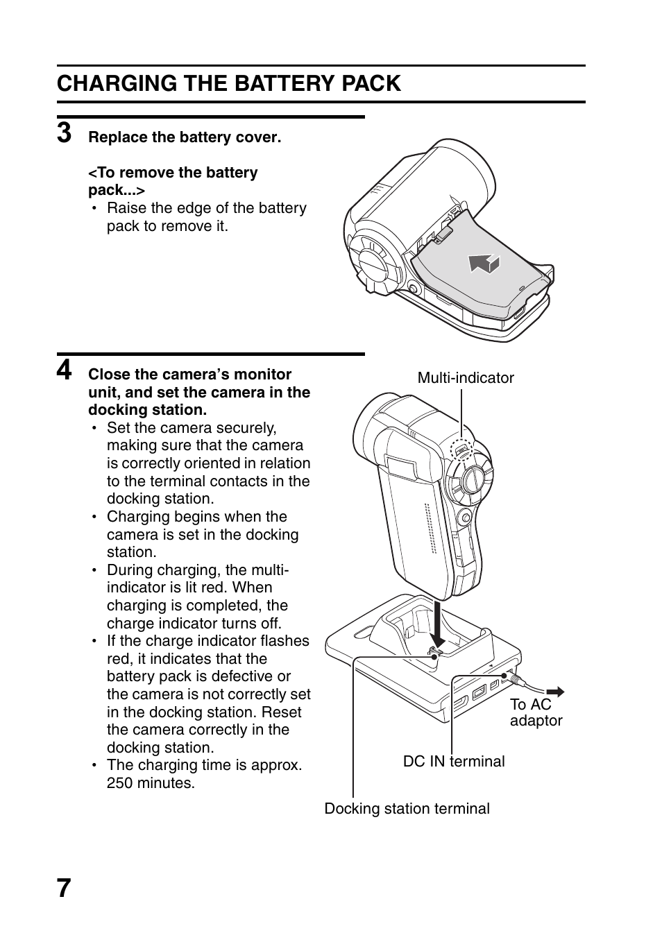 Charging the battery pack | Sanyo VPC-HD1000 User Manual | Page 8 / 26