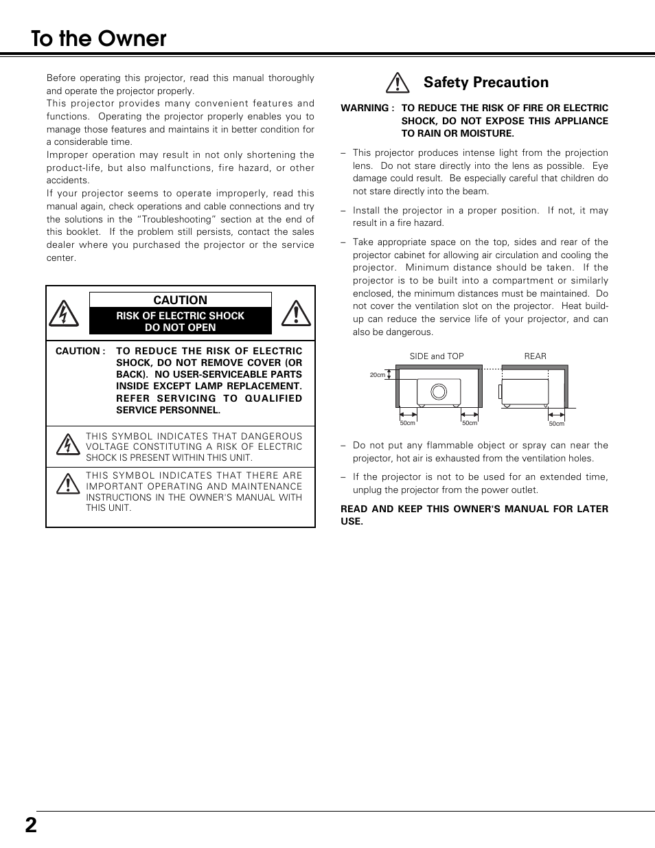 Safety precaution | Sanyo PLC-SW30 User Manual | Page 2 / 52