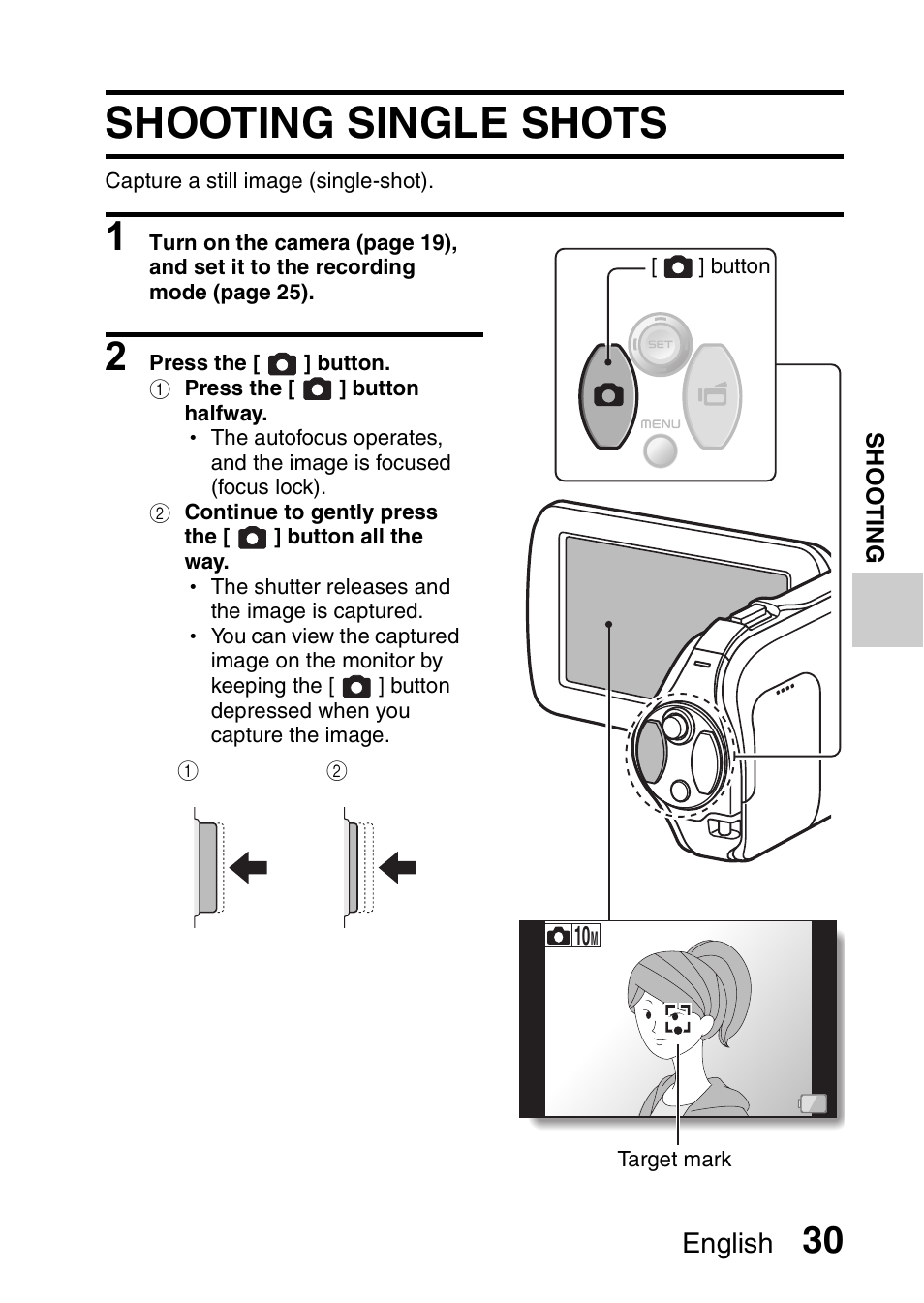 Shooting single shots, English | Sanyo Xacti VPC-SH1 User Manual | Page 51 / 96