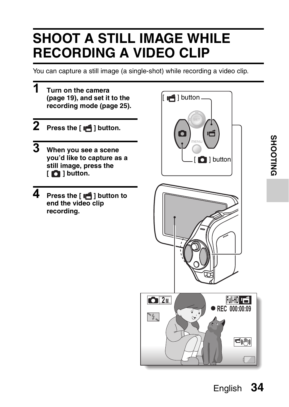 Shoot a still image while recording a video clip, Full-hd | Sanyo Xacti VPC-SH1 User Manual | Page 55 / 96
