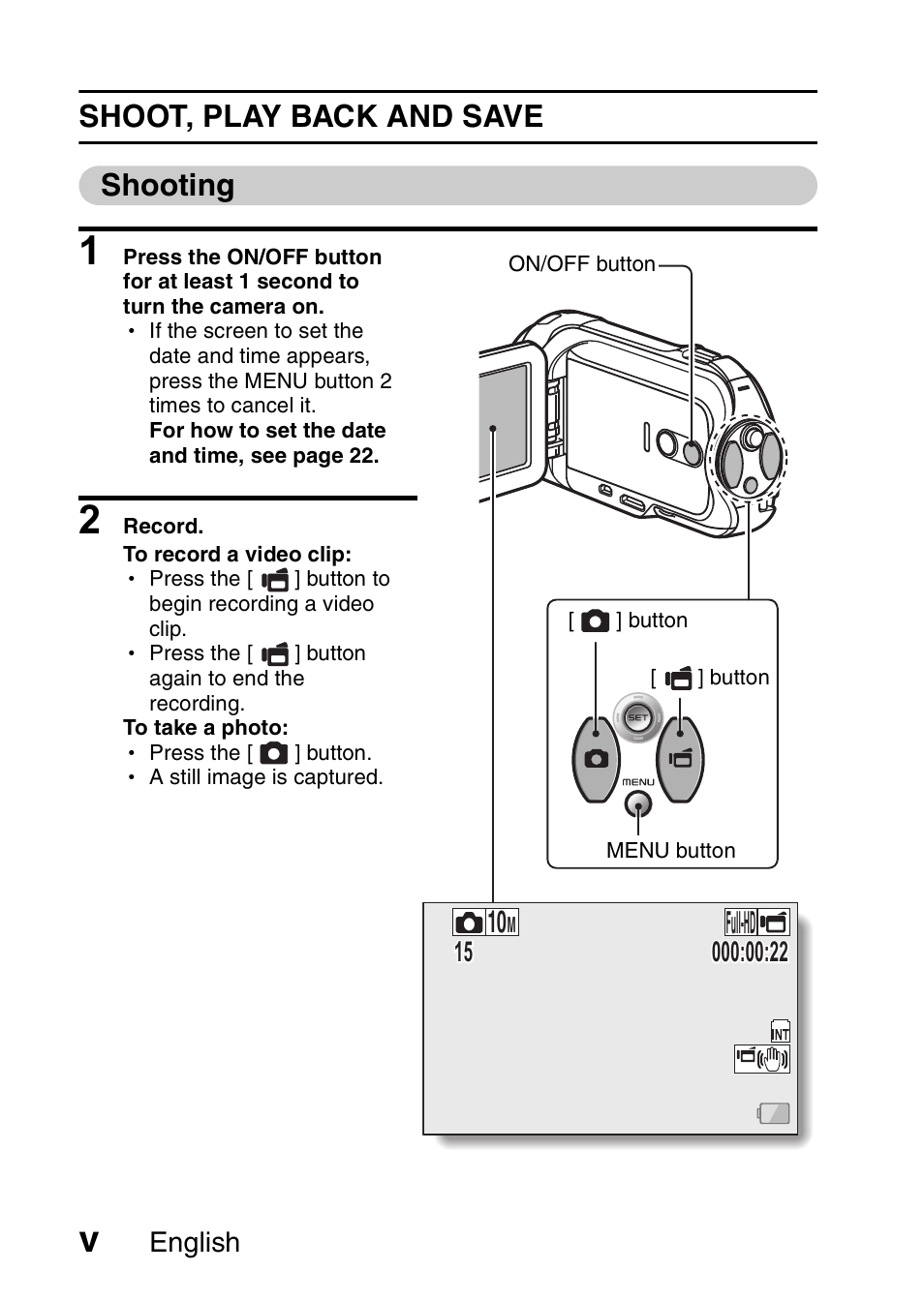 Shoot, play back and save shooting, Full-hd 10 | Sanyo Xacti VPC-SH1 User Manual | Page 6 / 96
