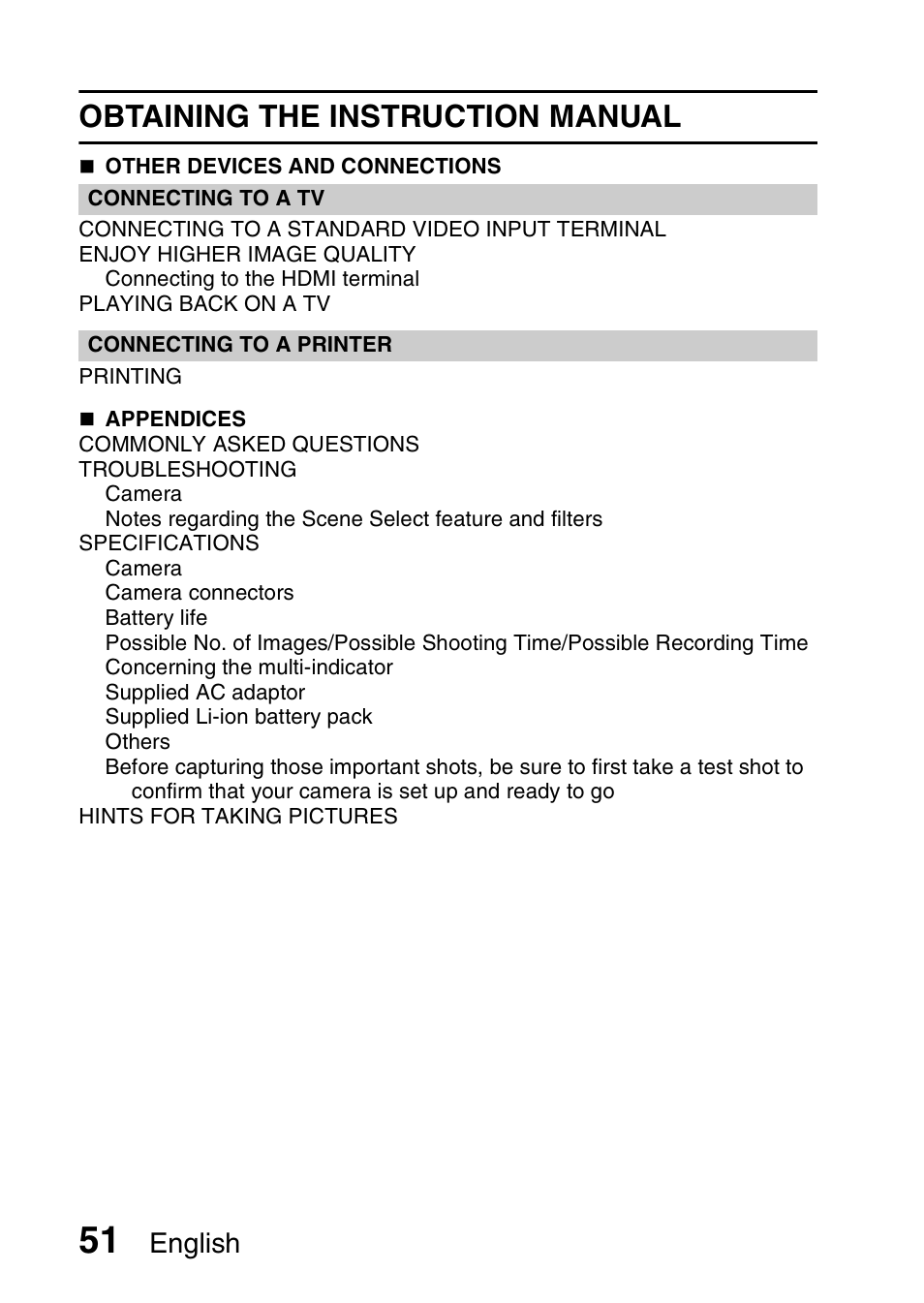 Obtaining the instruction manual, English | Sanyo Xacti VPC-SH1 User Manual | Page 72 / 96