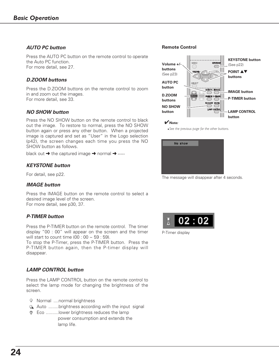 Basic operation | Sanyo PLC-XU73 User Manual | Page 24 / 64