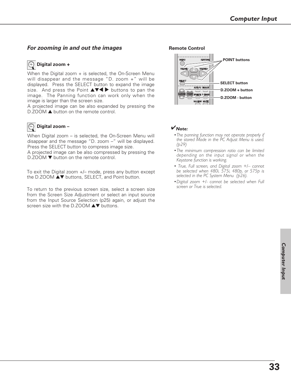 Computer input | Sanyo PLC-XU73 User Manual | Page 33 / 64