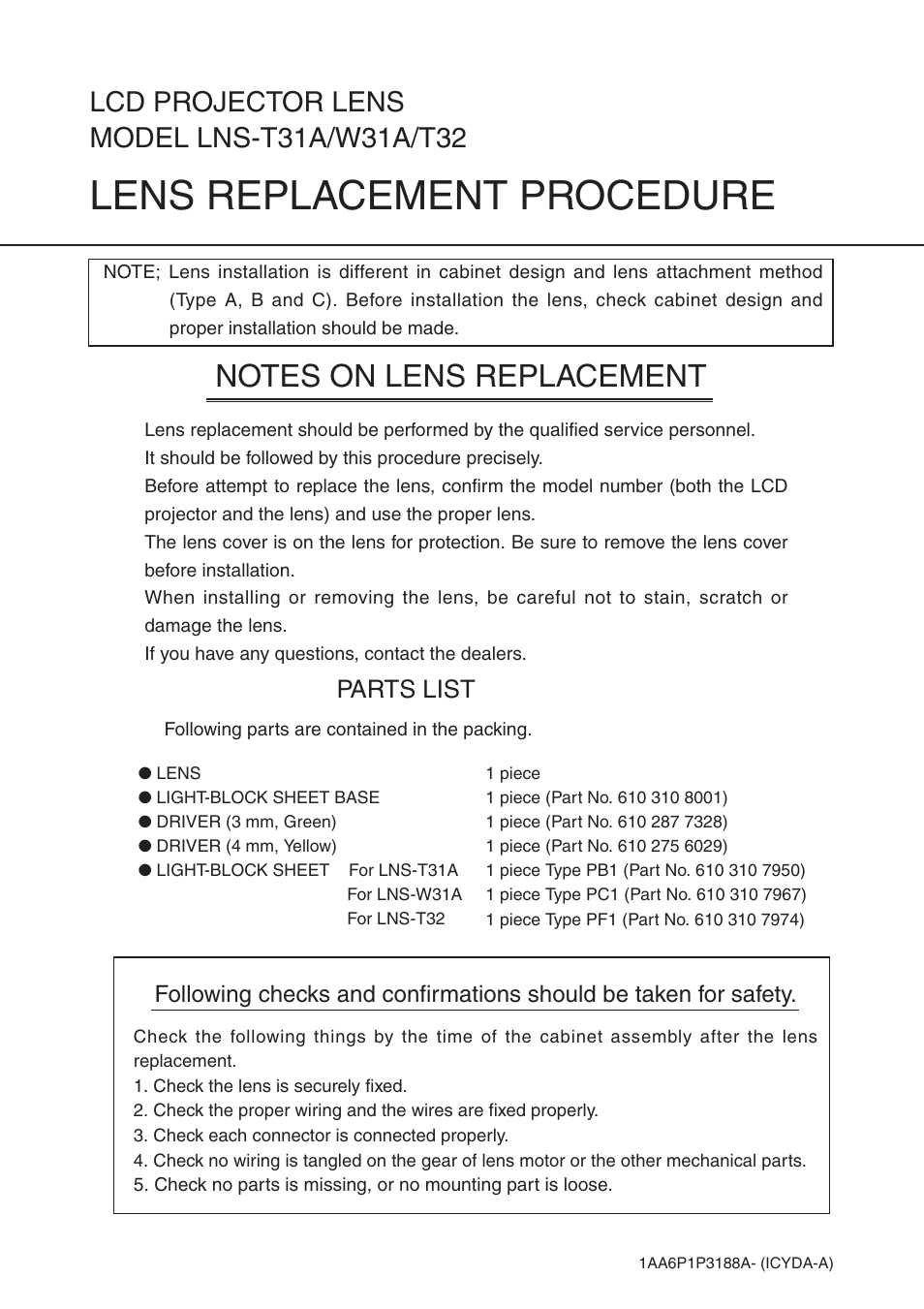 Sanyo LNS-T31A User Manual | 9 pages