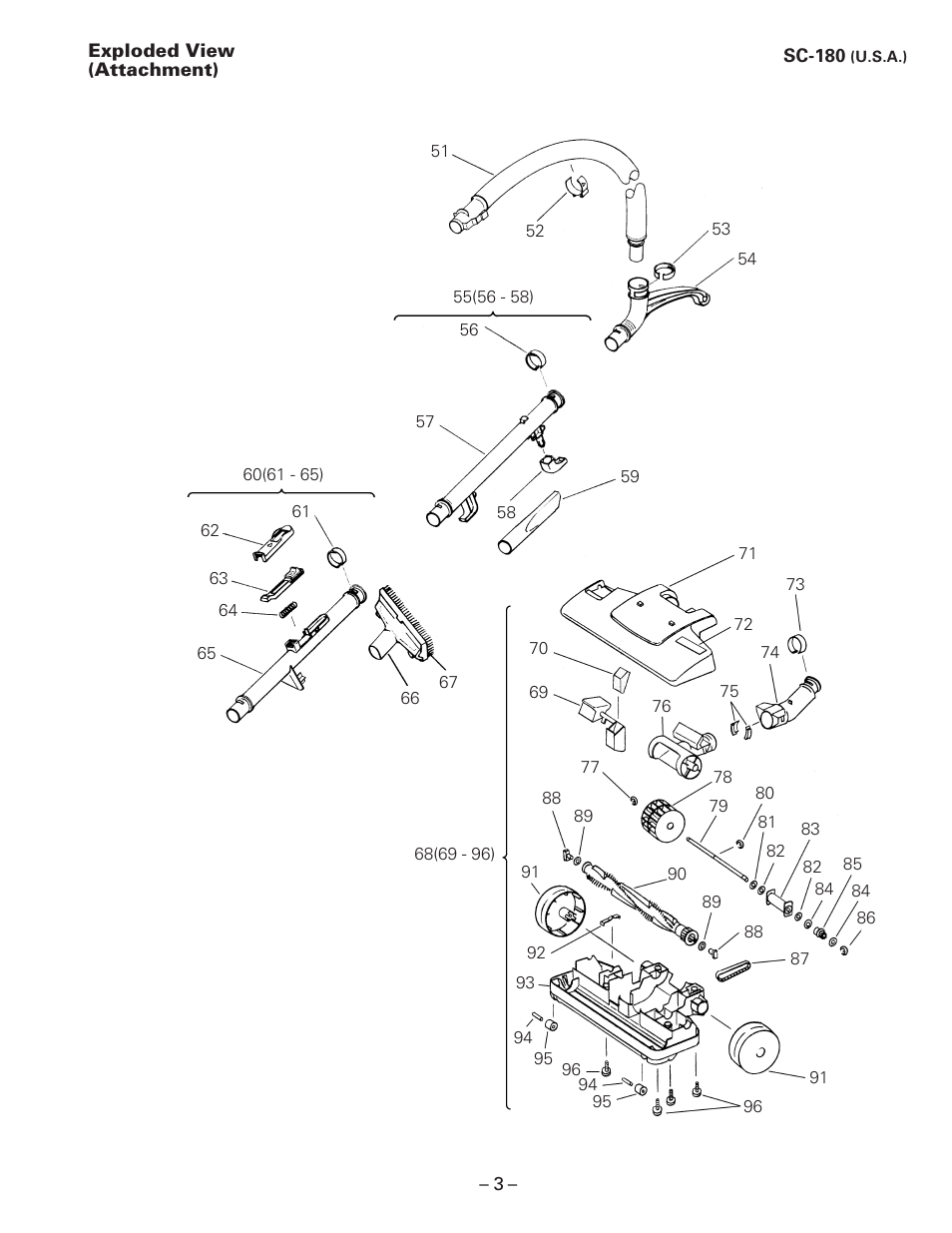 Exploded view(attachment) | Sanyo SC-180 User Manual | Page 3 / 4