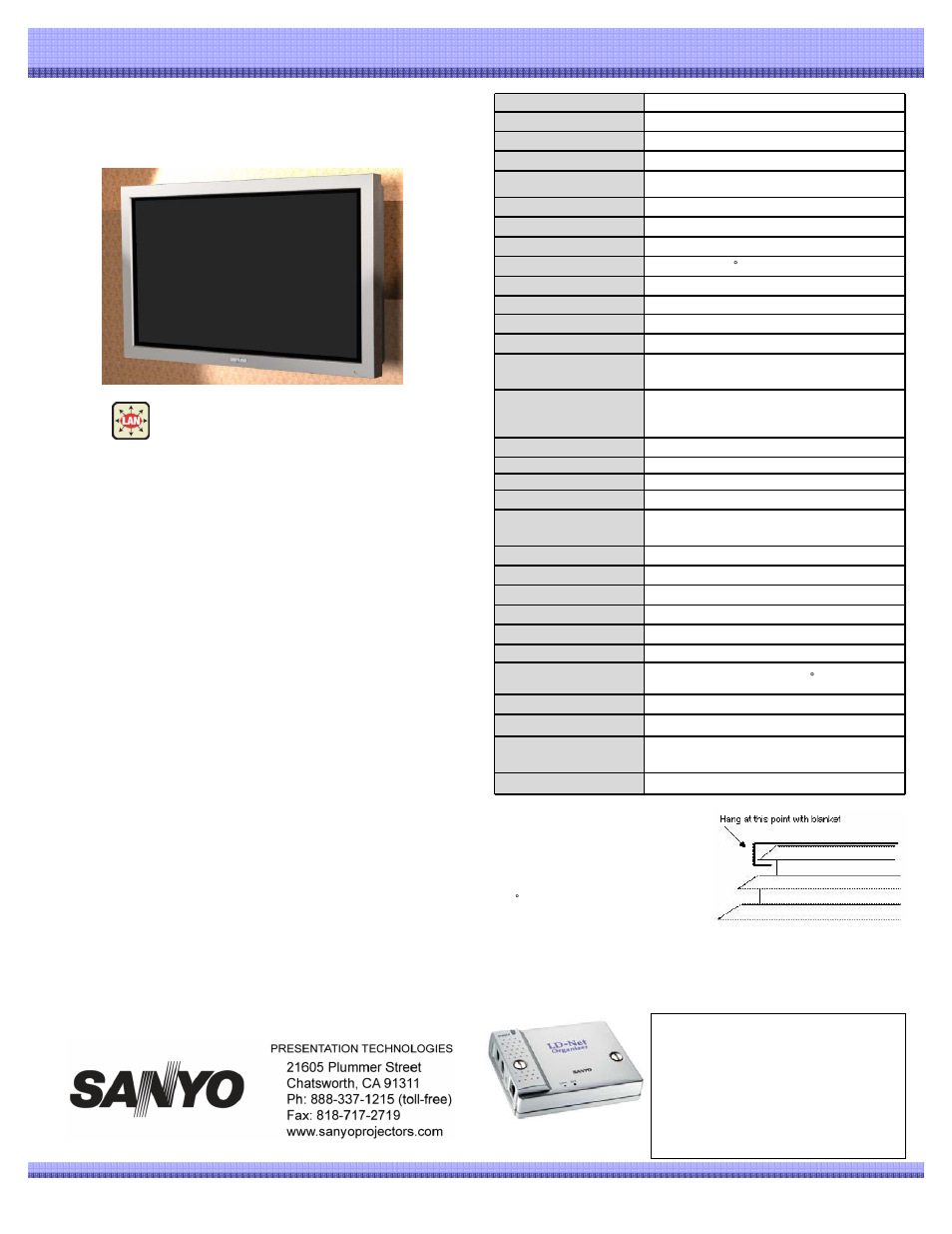 Sanyo CE-52LH1R User Manual | 1 page