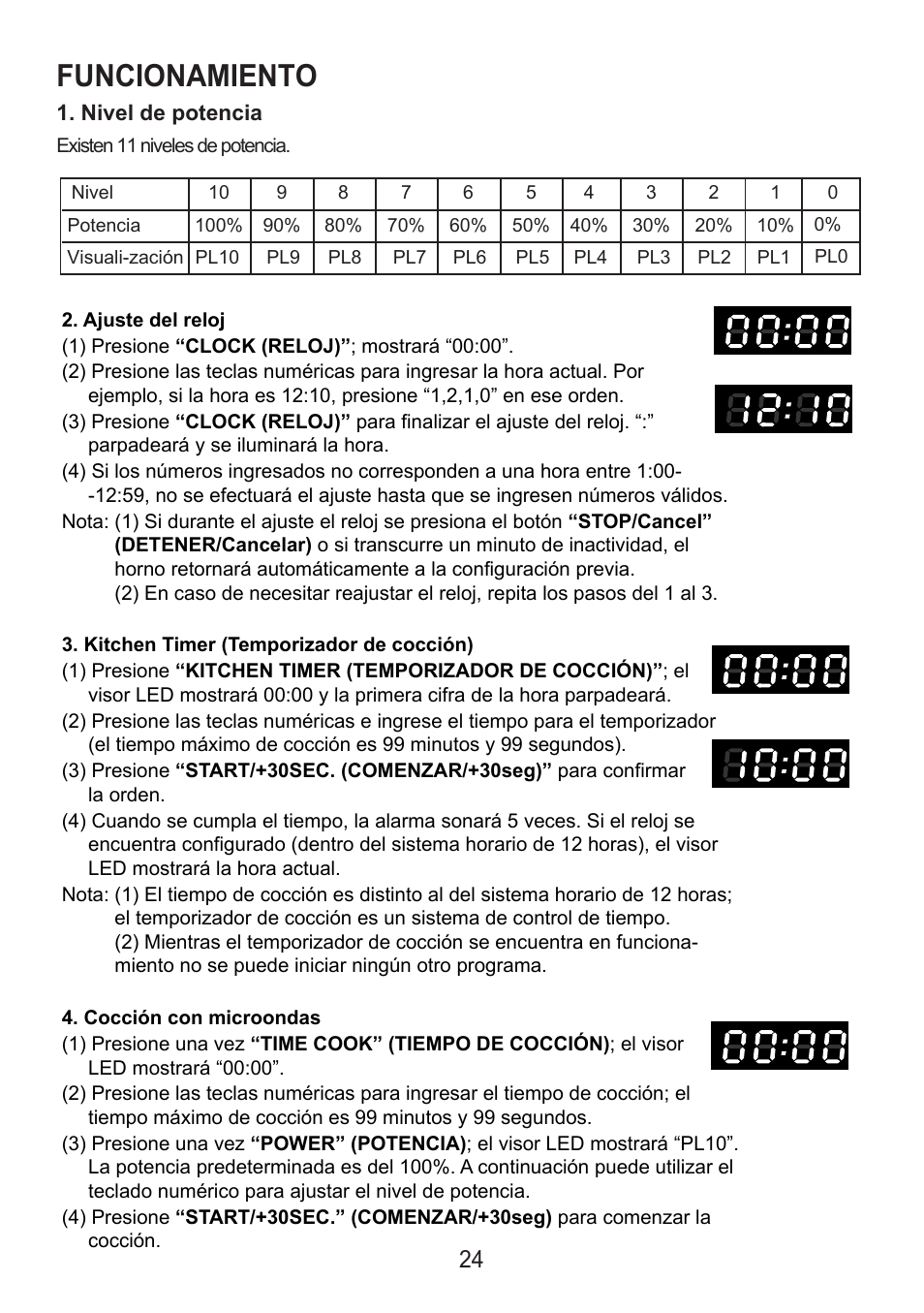 Funcionamiento | Sanyo EM-S7560W User Manual | Page 24 / 33