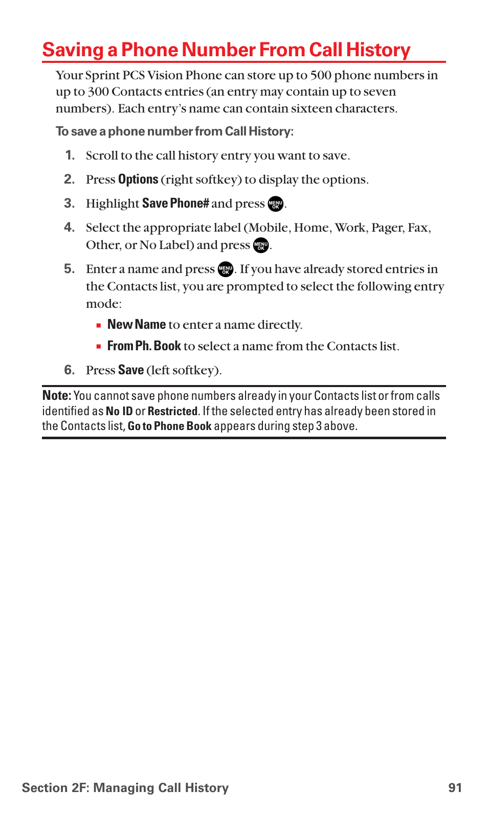 Saving a phone number from call history | Sanyo MM-7400 User Manual | Page 104 / 326
