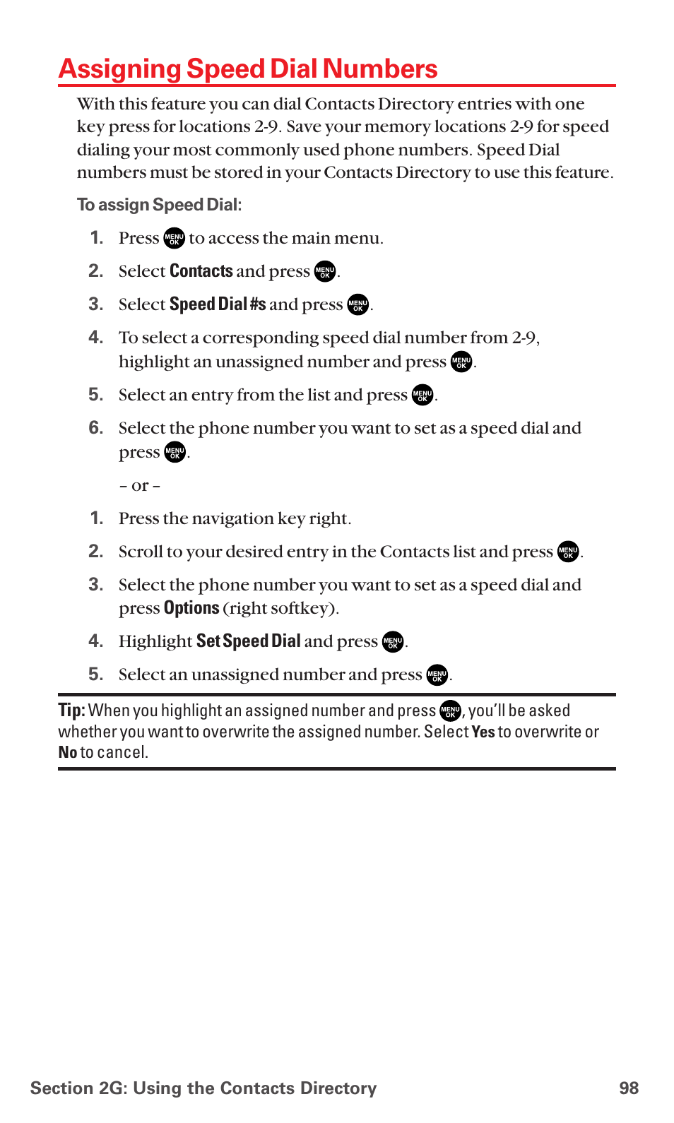 Assigning speed dial numbers | Sanyo MM-7400 User Manual | Page 111 / 326