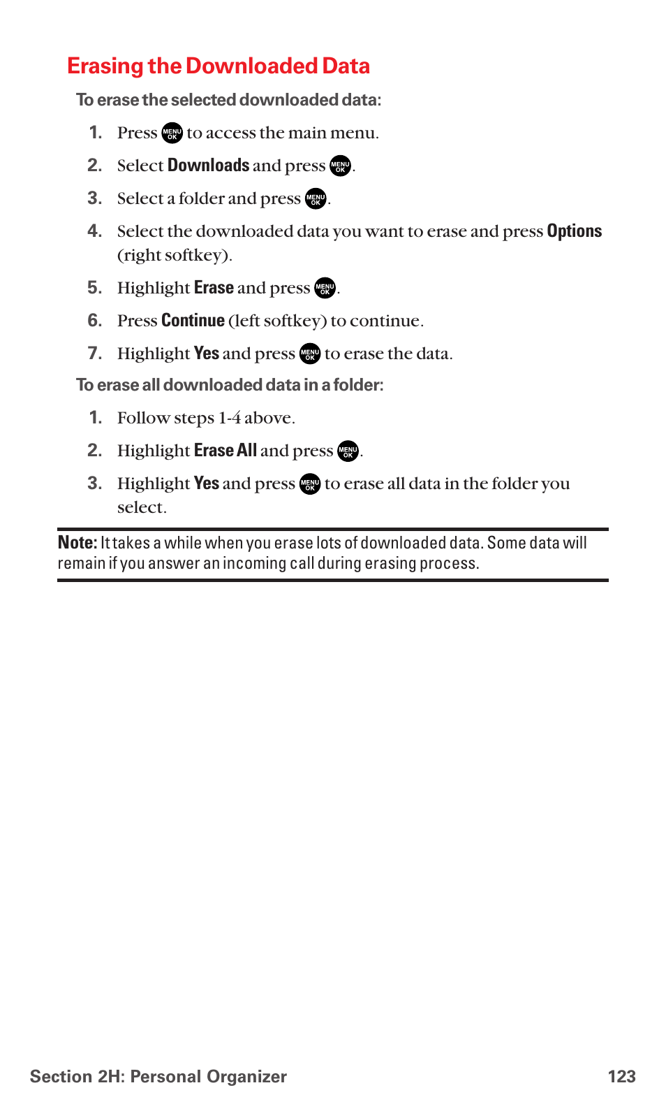 Erasing the downloaded data | Sanyo MM-7400 User Manual | Page 136 / 326