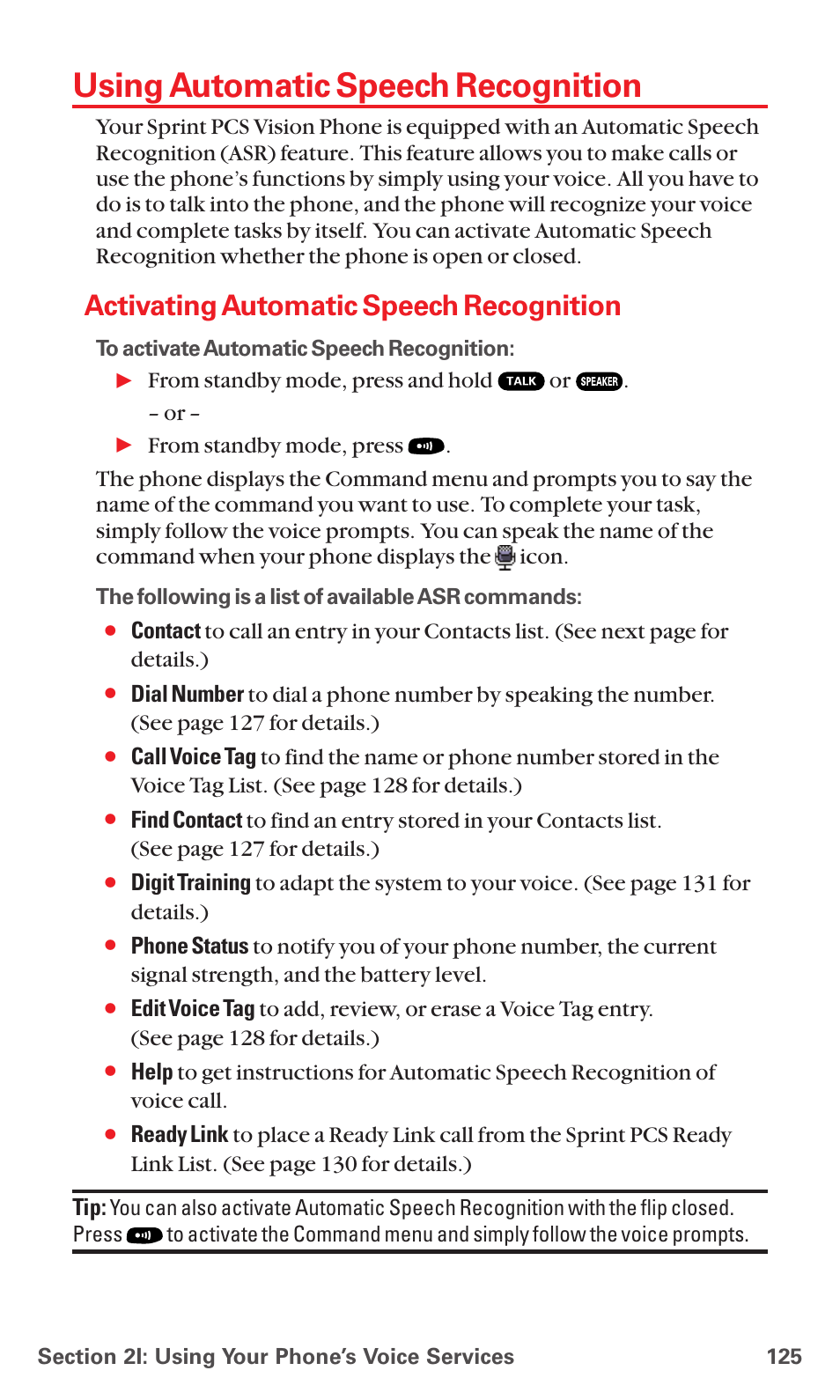 Using automatic speech recognition, Activating automatic speech recognition | Sanyo MM-7400 User Manual | Page 138 / 326