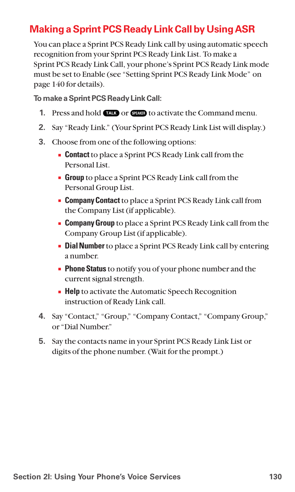 Making a sprint pcs ready link call by using asr | Sanyo MM-7400 User Manual | Page 143 / 326