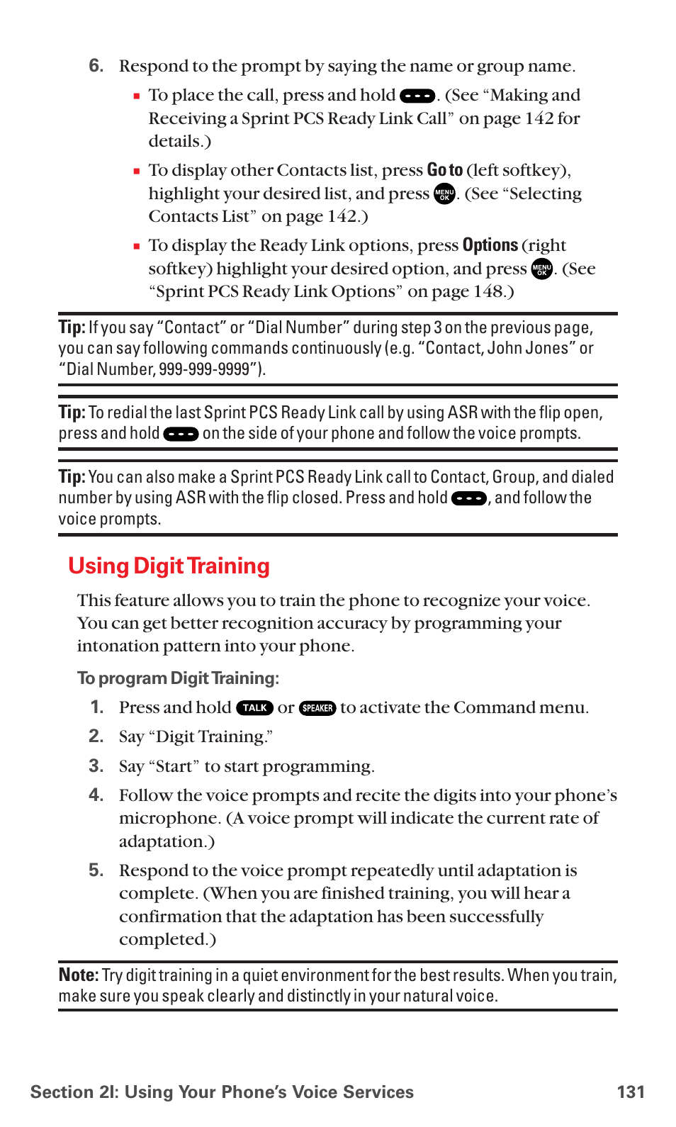 Using digit training | Sanyo MM-7400 User Manual | Page 144 / 326