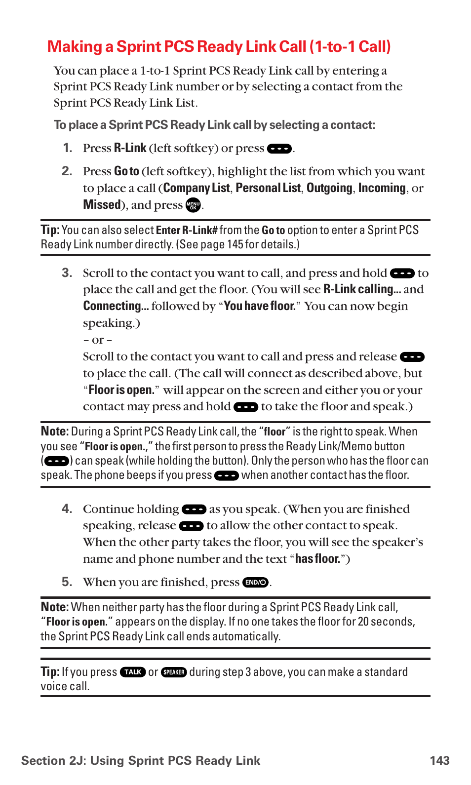Making a sprint pcs ready link call (1-to-1 call) | Sanyo MM-7400 User Manual | Page 156 / 326