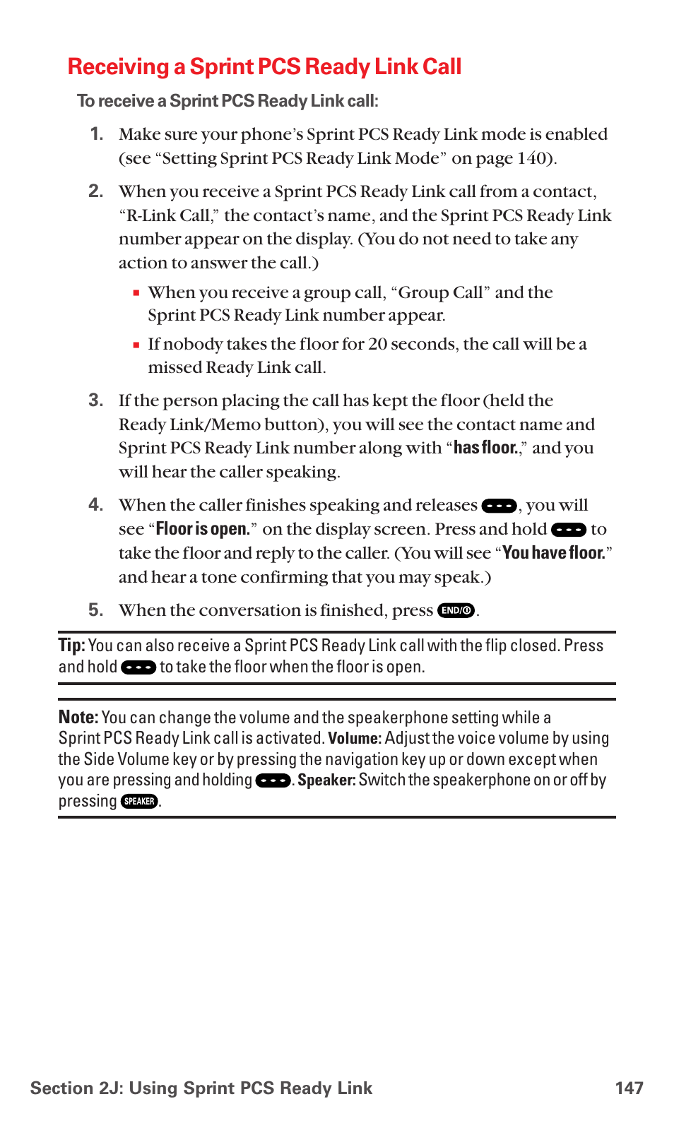 Receiving a sprint pcs ready link call | Sanyo MM-7400 User Manual | Page 160 / 326