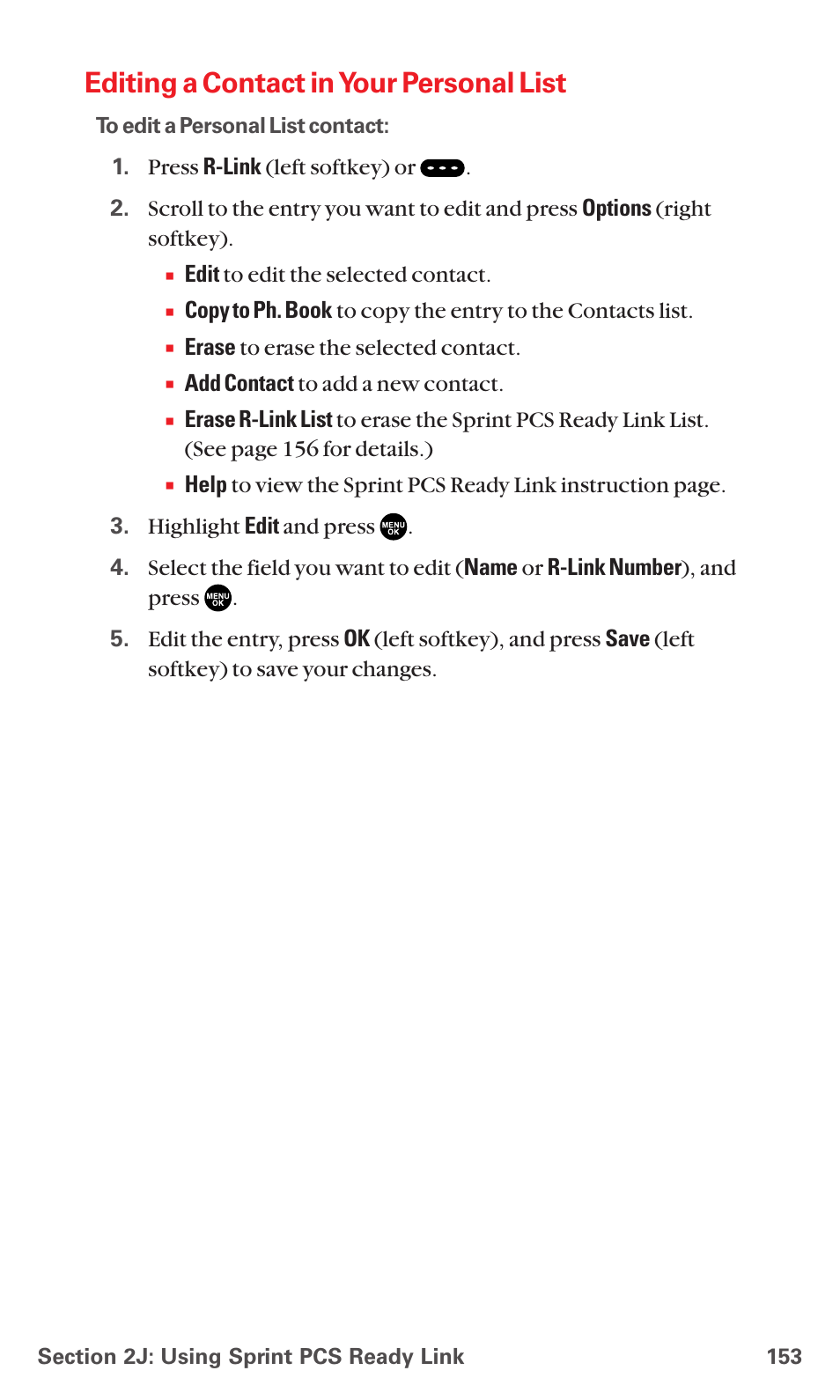 Editing a contact in your personal list | Sanyo MM-7400 User Manual | Page 166 / 326