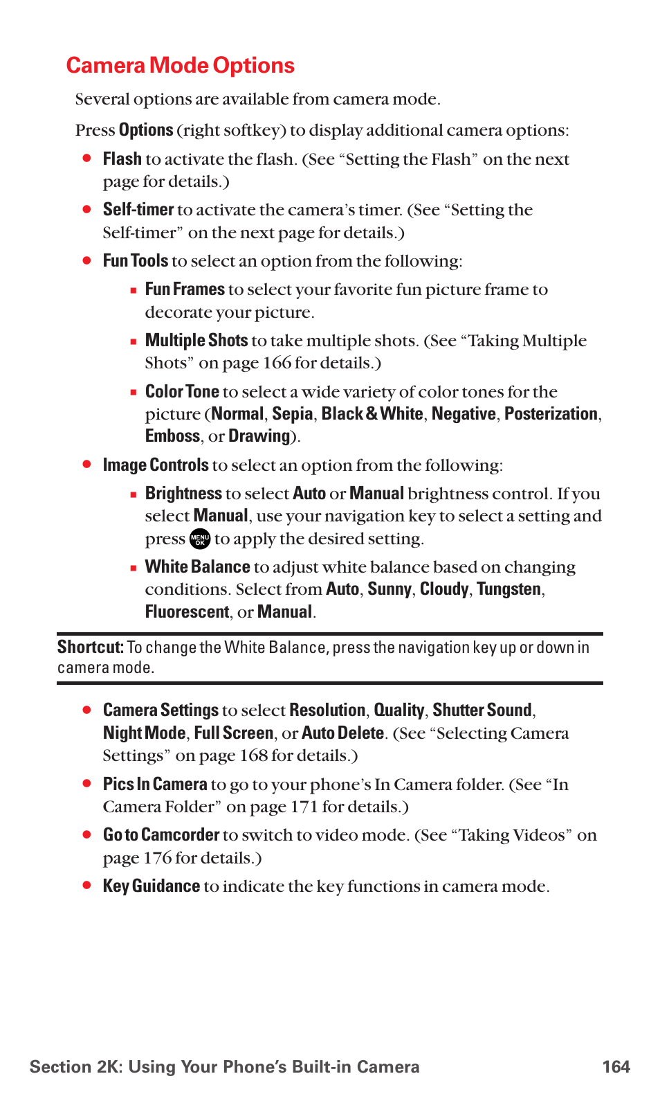 Camera mode options, Fun tools to select an option from the following | Sanyo MM-7400 User Manual | Page 177 / 326