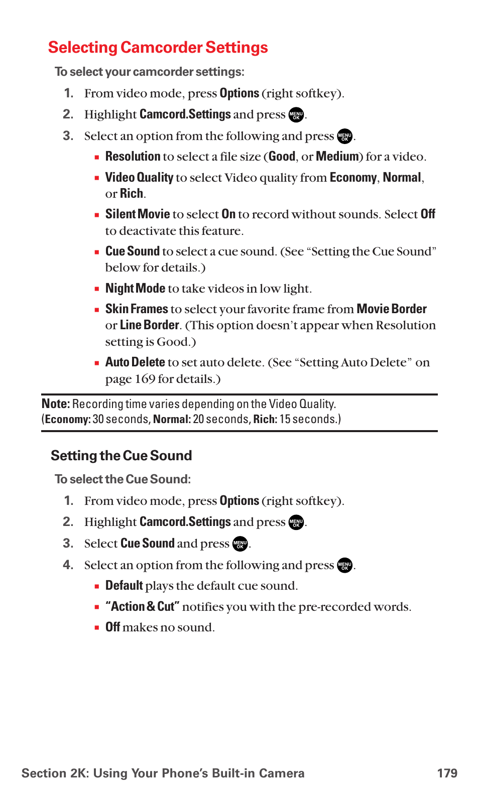 Selecting camcorder settings | Sanyo MM-7400 User Manual | Page 192 / 326