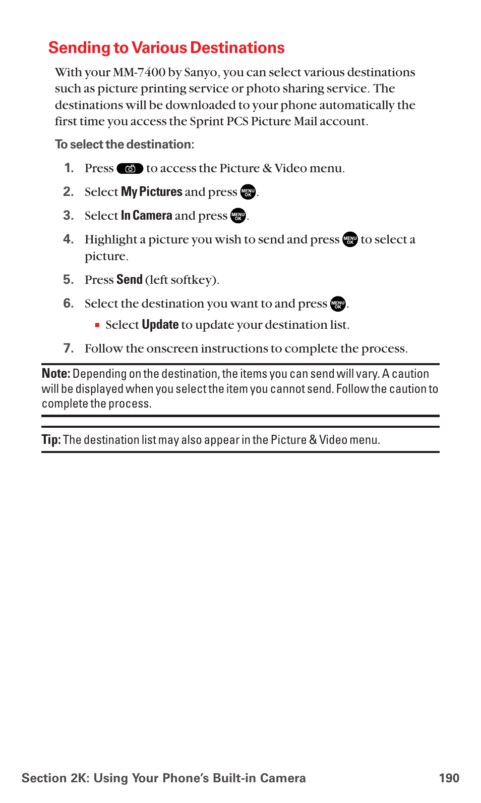Sending to various destinations | Sanyo MM-7400 User Manual | Page 203 / 326